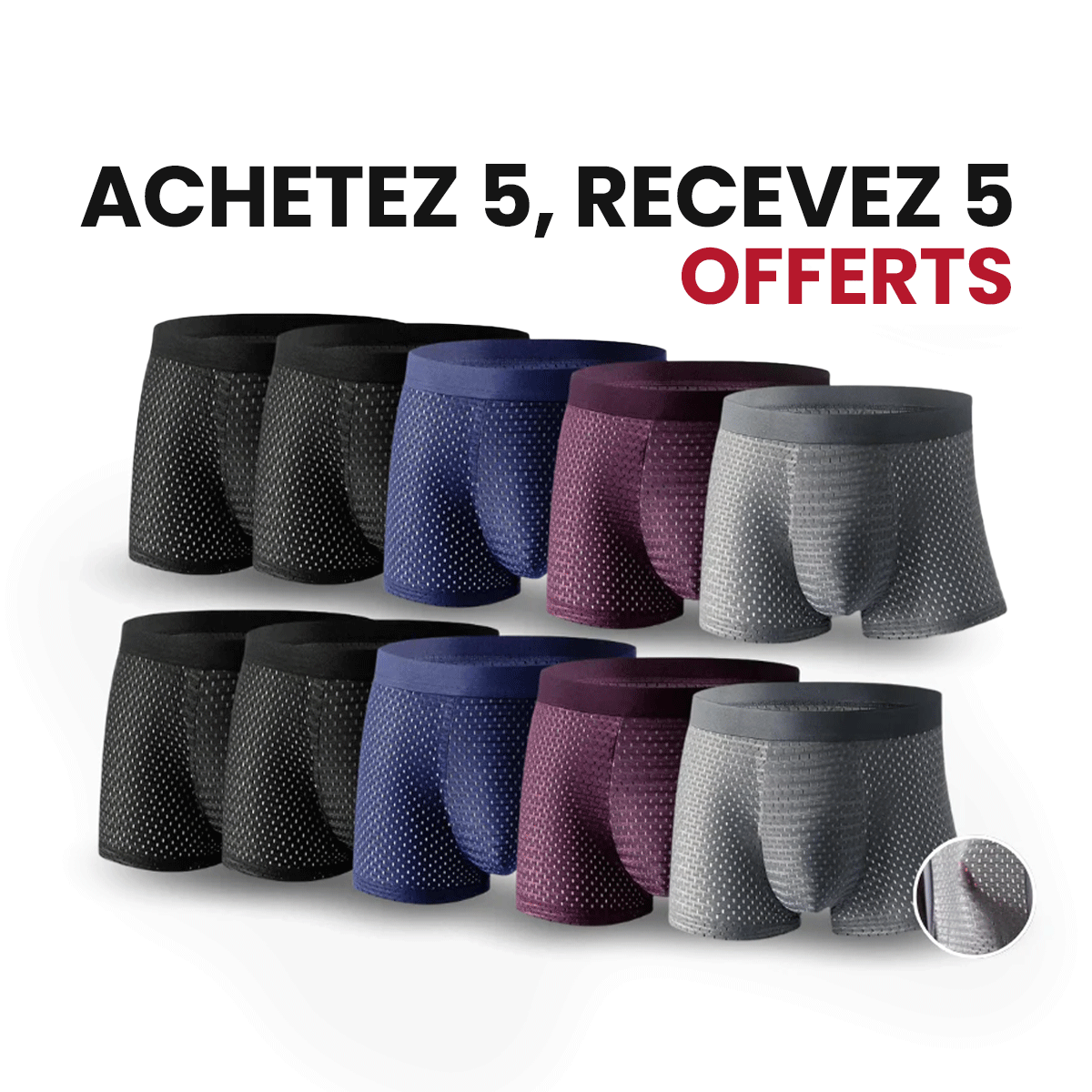 Boxers en Fibre de Bambou – Confort Absolu & Durabilité Garantie (Achetez 5, Recevez 5 GRATUITS!)